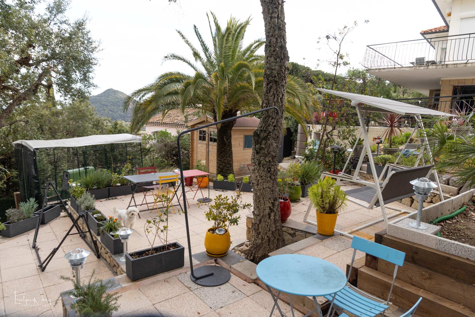 Cuisine ouverte de l'appartement en rez-de-jardin. Avec chaise bébé et tous les équipements nécessaires. Cuisine neuve.